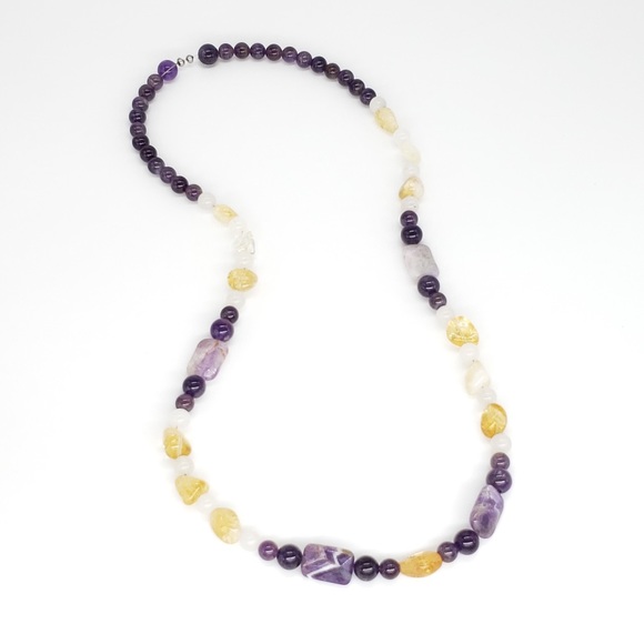 ๐ฅ Amethyst & Citrine Handmade Bead Boho Necklace - Picture 7 of 11